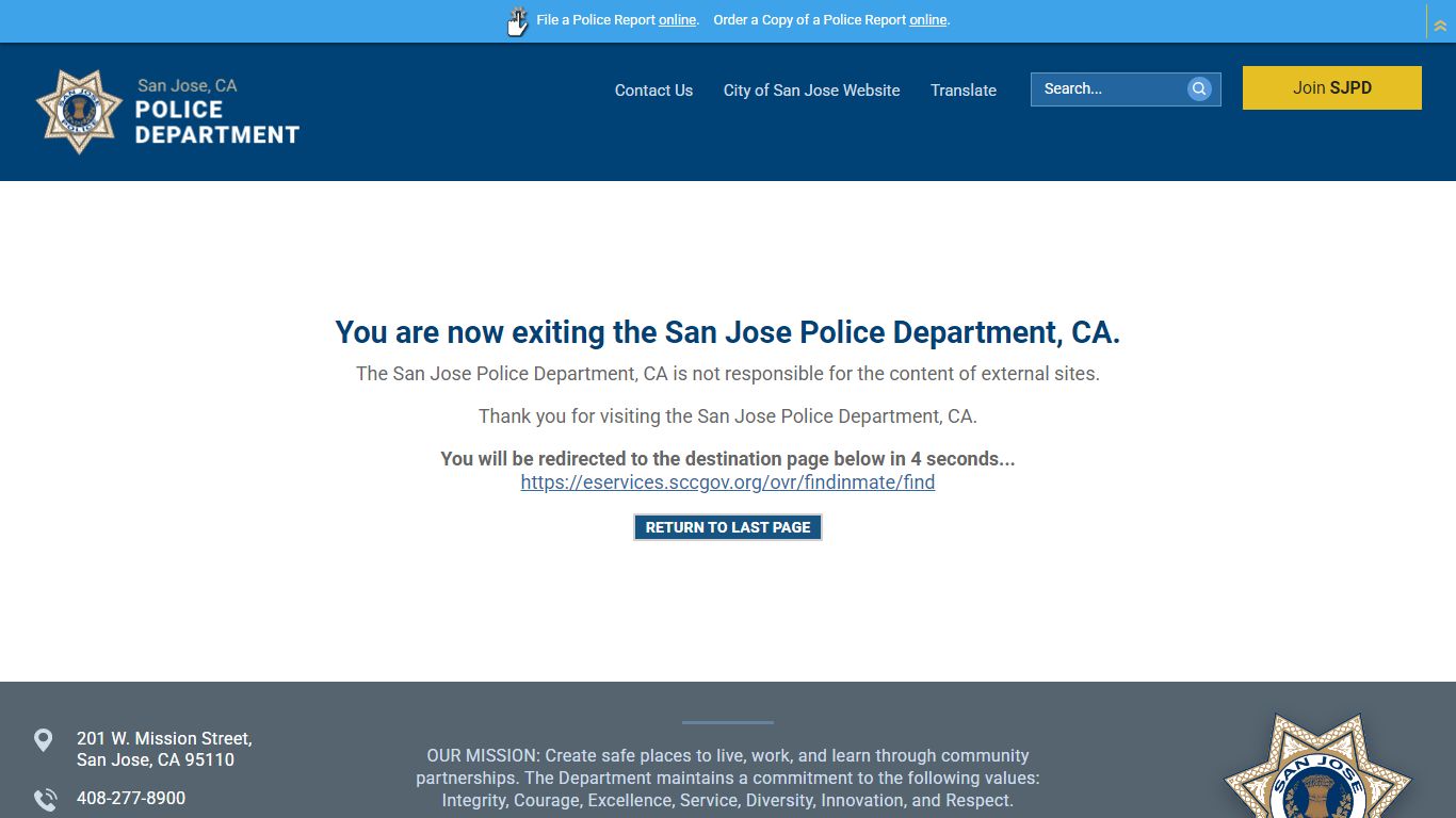 Inmate Booking Information | San Jose Police Department, CA